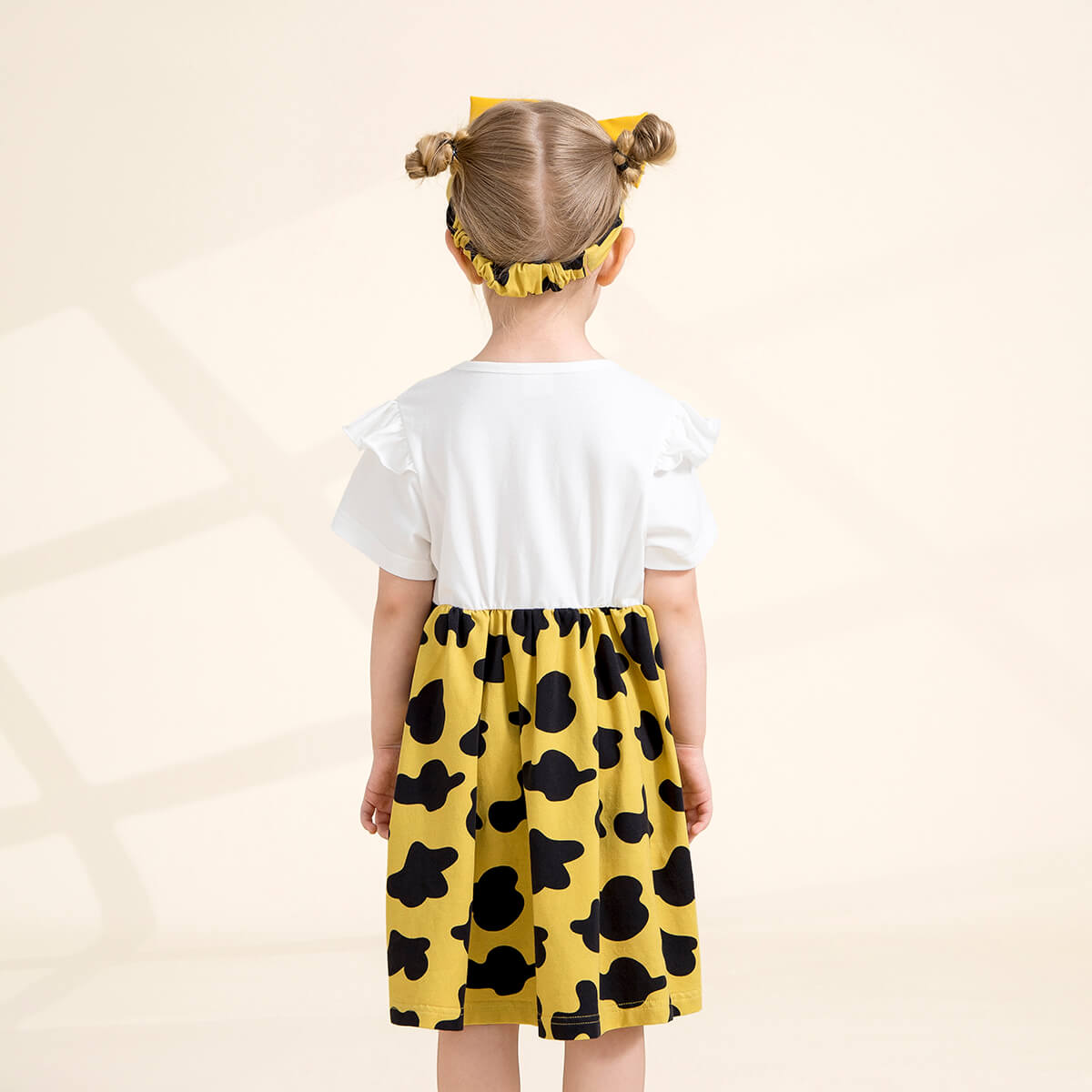 hibobi Girl Baby Yellow Print Patchwork Dress & Cute Calf Wholesale