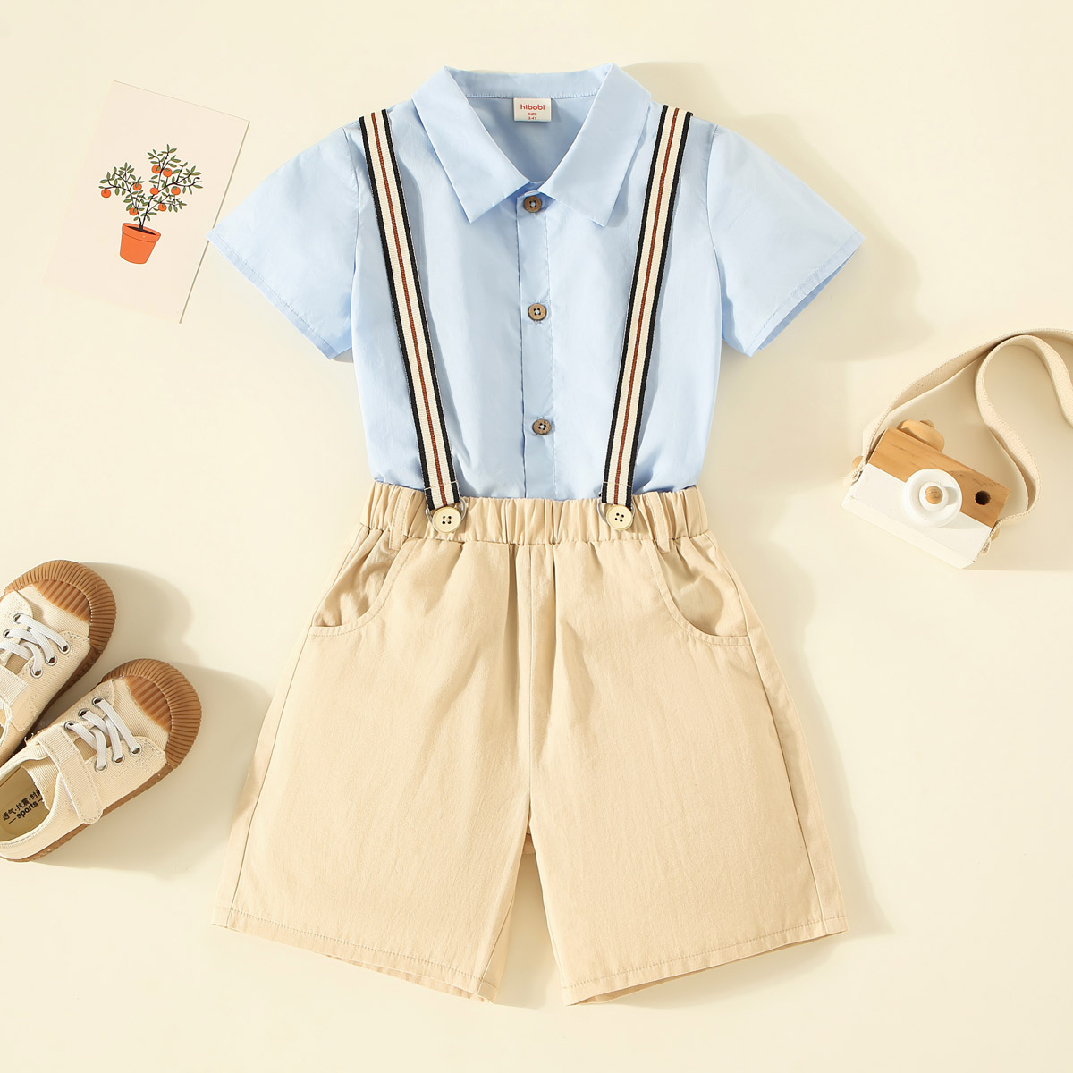 0元商品-Toddler Boy Stylish & Handsome Solid Colour Strappy Suit Wholesale