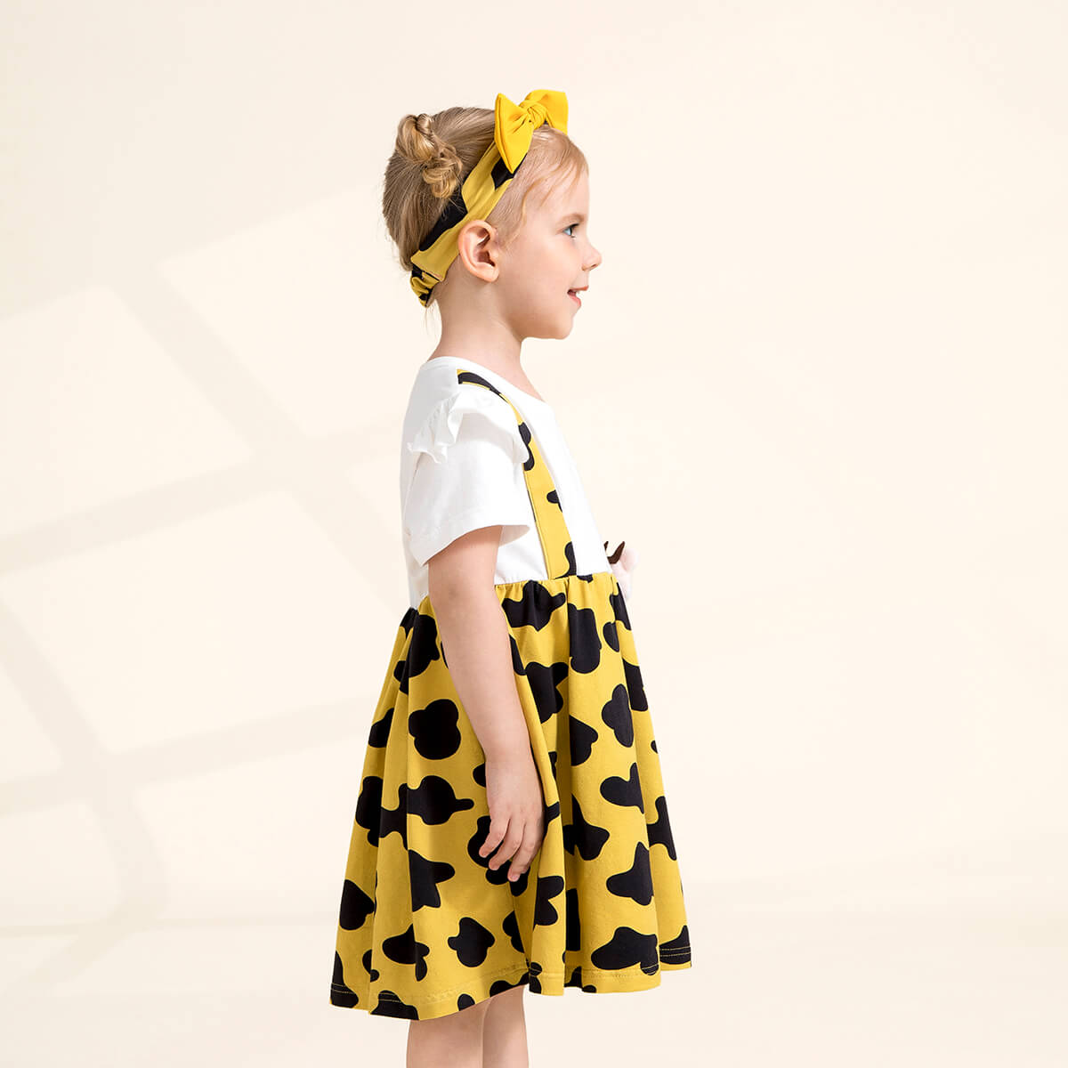 hibobi Girl Baby Yellow Print Patchwork Dress & Cute Calf Wholesale