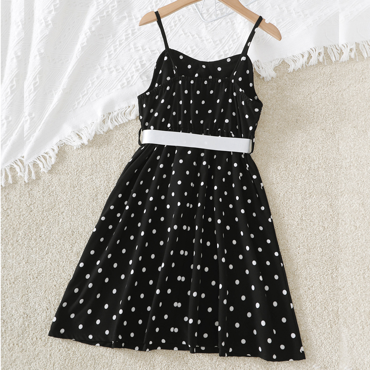 Kids Girls Summer Sweet Bowknot Polka Dot Slip Dress Wholesale