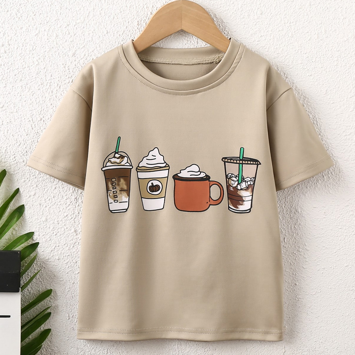 Kids Girls Summer Cute Food Coffee Pattern T-shirt Wholesale