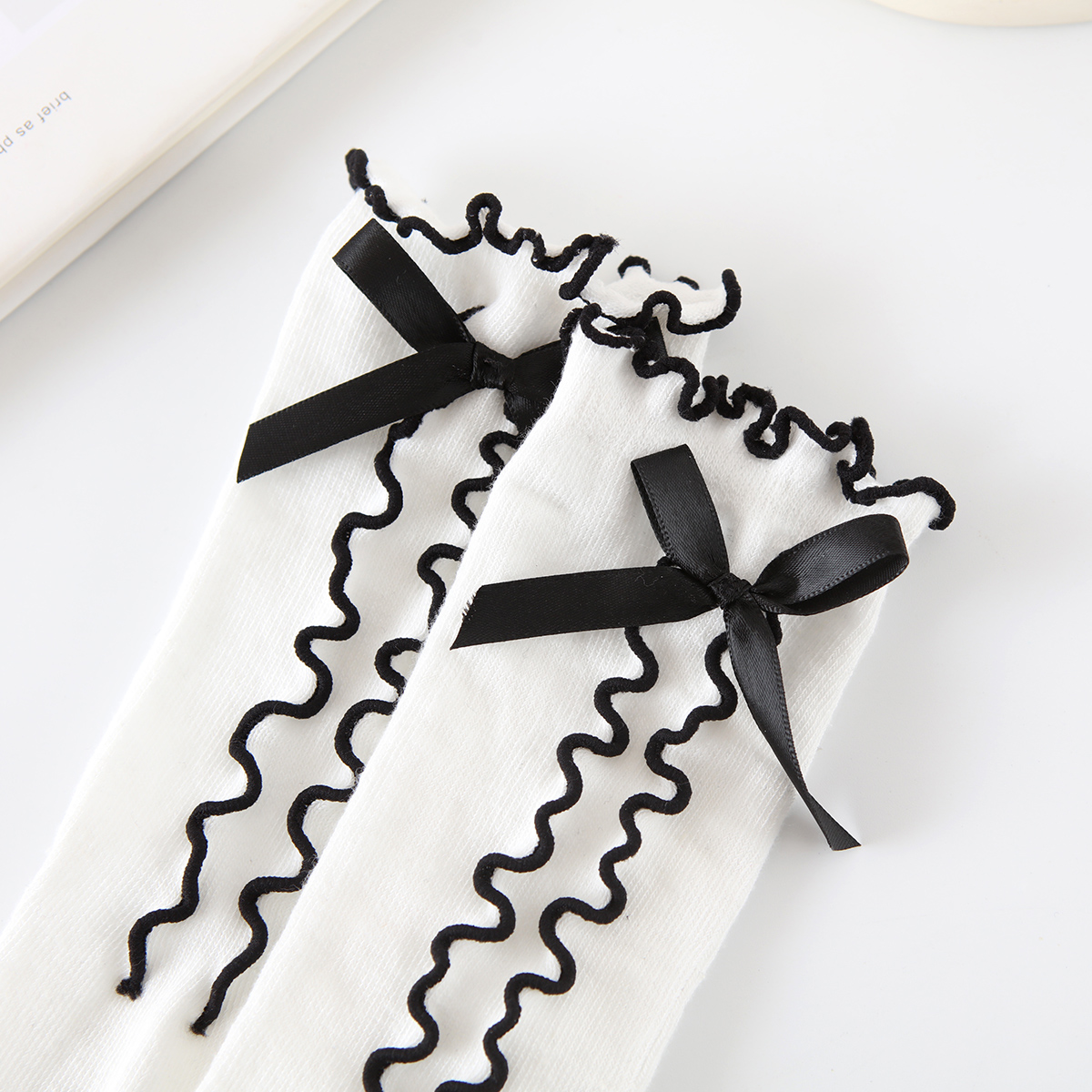 Toddler Girl Bow Lace Design Knee-High Stockings Wholesale