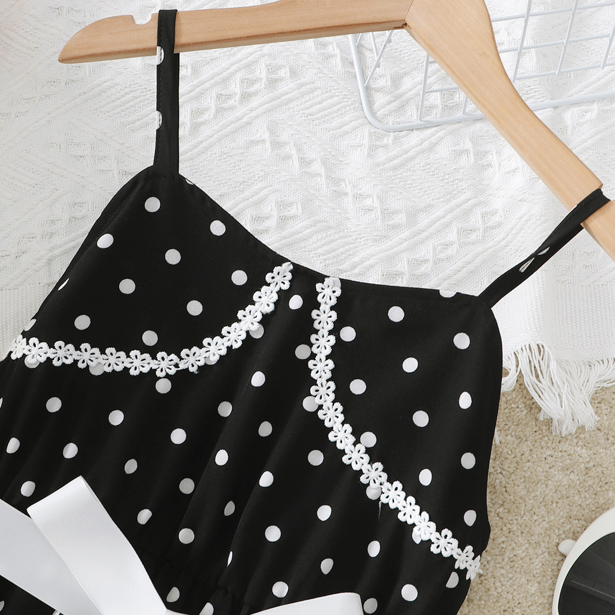 Kids Girls Summer Sweet Bowknot Polka Dot Slip Dress Wholesale